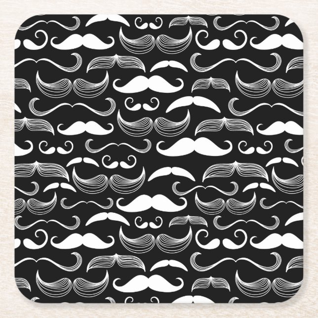 Dessous-de-verre Carré En Papier Un club des messieurs. Motif de moustache (Devant)