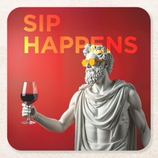 Dessous-de-verre Carré En Papier Un dessous de verre “Sip Happens” audacieux et mod