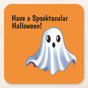 Dessous-de-verre Carré En Papier Un joli fantôme d'Halloween