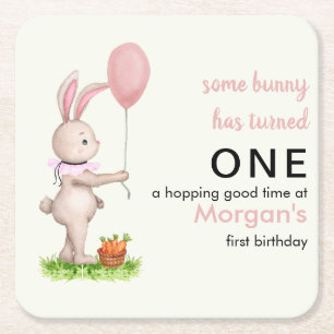 Dessous-de-verre Carré En Papier Un lapin est un mignon lapin Ballot 1er anniversai