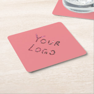 Dessous-de-verre Carré En Papier Un logo personnalisé simple et élégant ici compagn