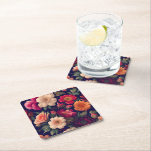 Dessous-de-verre Carré En Papier Un papier peint à motif floral
