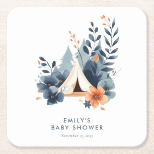 Dessous-de-verre Carré En Papier Un Petit Baby shower De La Forêt De Camper