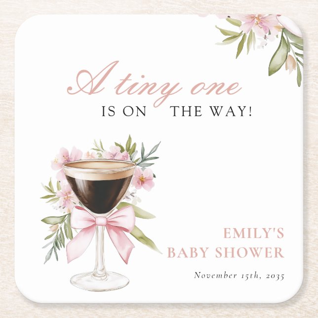 Dessous-de-verre Carré En Papier Un Petit Baby shower Espresso Martini (Devant)