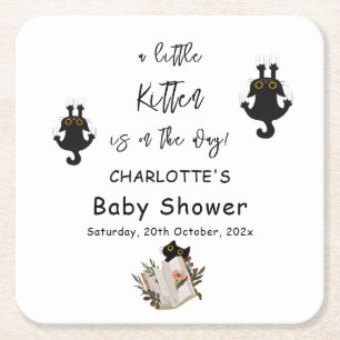Dessous-de-verre Carré En Papier Un petit chaton est en route Cute Cat Baby Shower