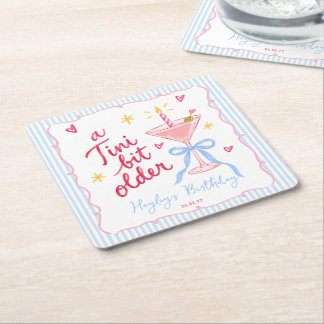 Dessous-de-verre Carré En Papier Un peu plus âgé Anniversaire Martini Whimsique