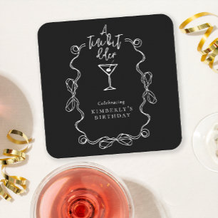 Dessous-de-verre Carré En Papier Un peu plus âgé Fête d'anniversaire noire dessinée
