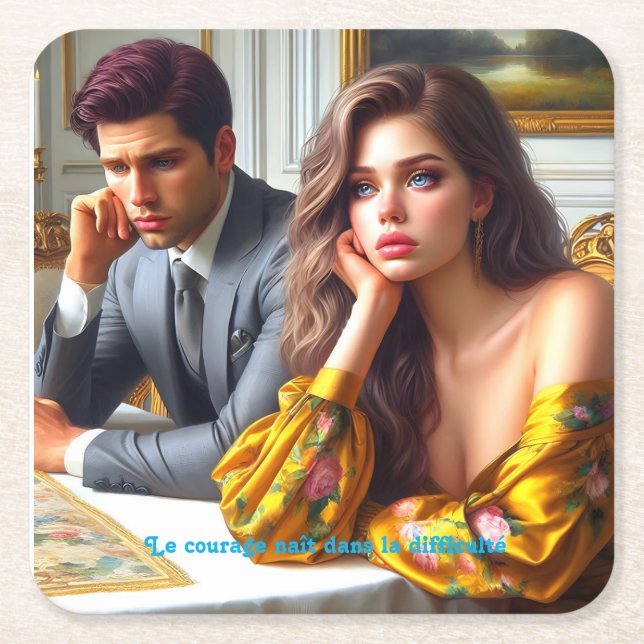 Dessous-de-verre Carré En Papier  - Un Phare dans la Nuit (Devant)