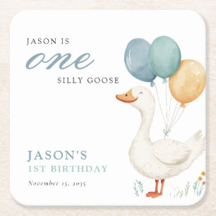 Dessous-de-verre Carré En Papier Un sot Goose Boy 1er anniversaire