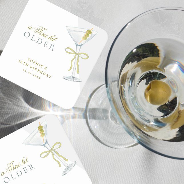 Dessous-de-verre Carré En Papier Un Tini Un Peu Plus Ancien Cocktail Martini (Créateur téléchargé)