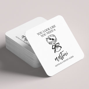 Dessous-de-verre Carré En Papier Un Tini Un Peu Plus Ancien Martini Fête Anniversai