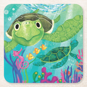 Dessous-de-verre Carré En Papier Une délivrance de tortue de mer