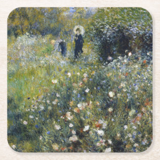 Dessous-de-verre Carré En Papier Une femme avec un parasol dans un jardin par Augus