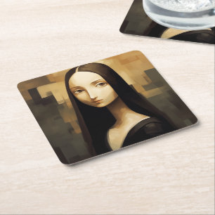 Dessous-de-verre Carré En Papier Une Mona Lisa réimaginé, un classique mais aussi n