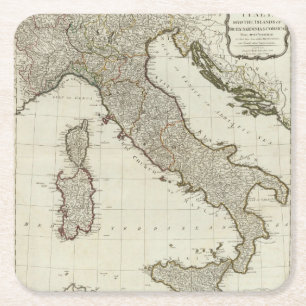 Dessous-de-verre Carré En Papier Une nouvelle carte de l'Italie avec les îles de l