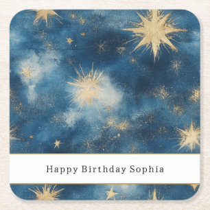 Dessous-de-verre Carré En Papier Une Nuit sous les Étoiles Anniversaire Bleu Célest