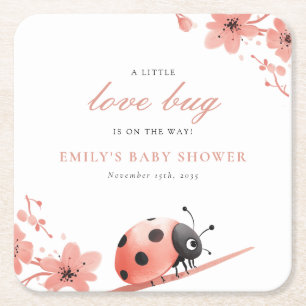 Dessous-de-verre Carré En Papier Une petite bête d'amour est en route Baby Shower
