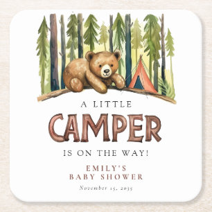 Dessous-de-verre Carré En Papier Une petite forêt de campeur Baby Shower