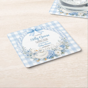 Dessous-de-verre Carré En Papier Une petite oie sotte Baby Shower Cottagecore Bleu