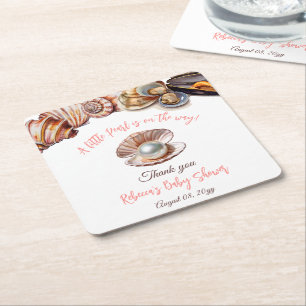 Dessous-de-verre Carré En Papier Une Petite Perle Sous Le Baby shower Des Filles De