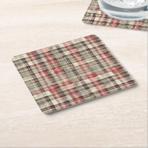 Dessous-de-verre Carré En Papier Une série de dessins floraux tartan de Noël #2