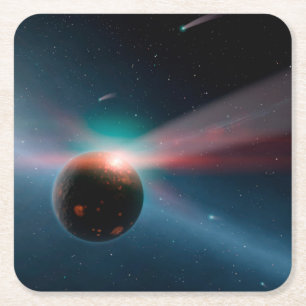 Dessous-de-verre Carré En Papier Une Tempête De Comètes Dans Le Système Eta Corvi.