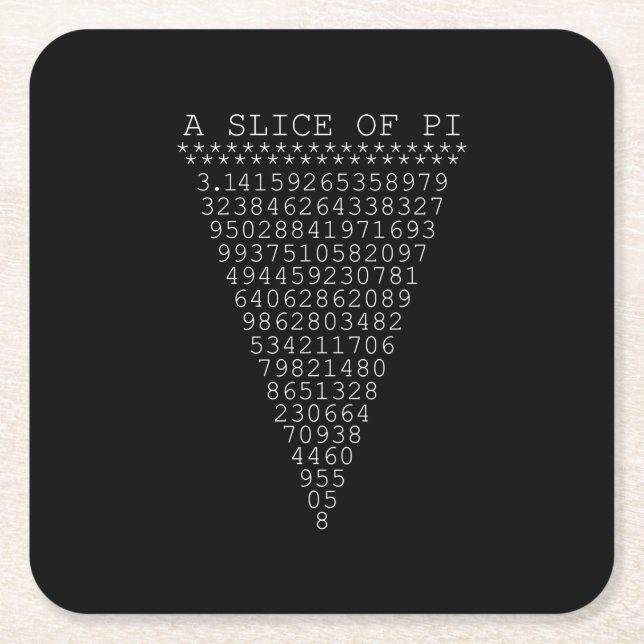 Dessous-de-verre Carré En Papier Une tranche de typographie de Pi (Devant)
