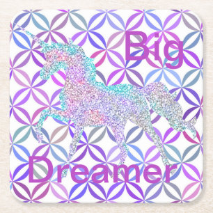 Dessous-de-verre Carré En Papier Unicorn aux couleurs violettes Dessous de verre Bi