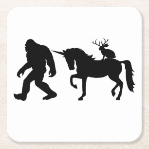Dessous-de-verre Carré En Papier Unicorne, Bigfoot, Jackalope