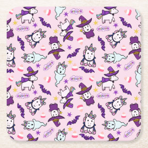 Dessous-de-verre Carré En Papier Unicornes d'Halloween