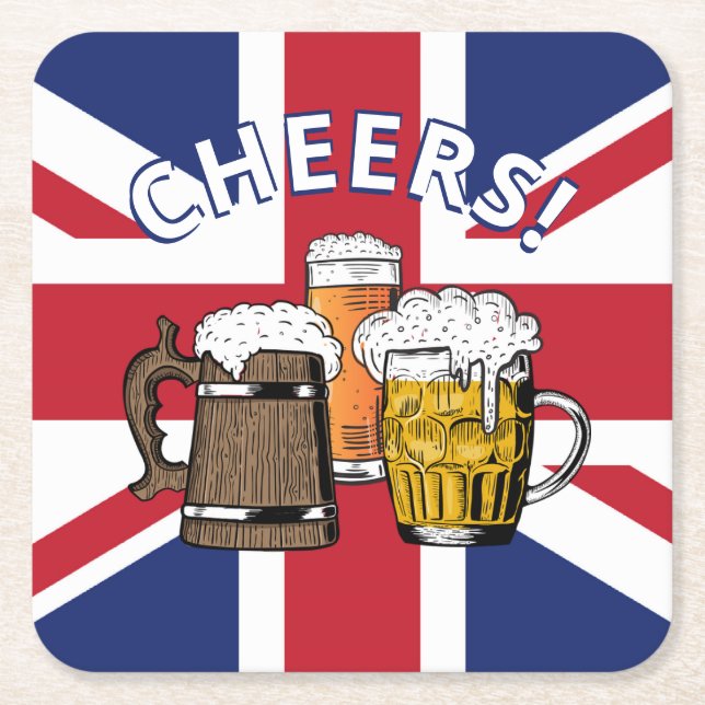Dessous-de-verre Carré En Papier UNION JACK Great British Beer (Devant)