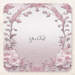 Dessous-de-verre Carré En Papier Unique Dessous de verre de papier floral rose