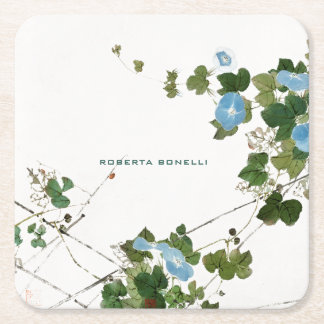 Dessous-de-verre Carré En Papier Unique minimaliste Nom Floral Lithographe Élégant