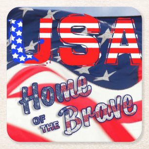 Dessous-de-verre Carré En Papier USA Accueil du Brave Flag