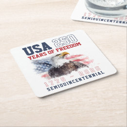 Dessous-de-verre Carré En Papier USA Rouge Blanc et Bleu 250e anniversaire de l'Amé