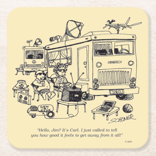 Dessous-de-verre Carré En Papier Vacances en famille (Devant)