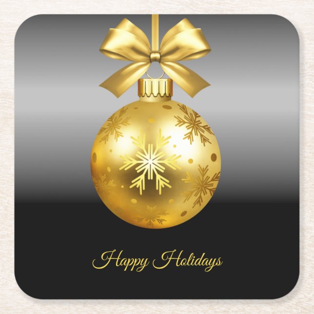 Dessous-de-verre Carré En Papier Vacances Ornement Doré (Devant)
