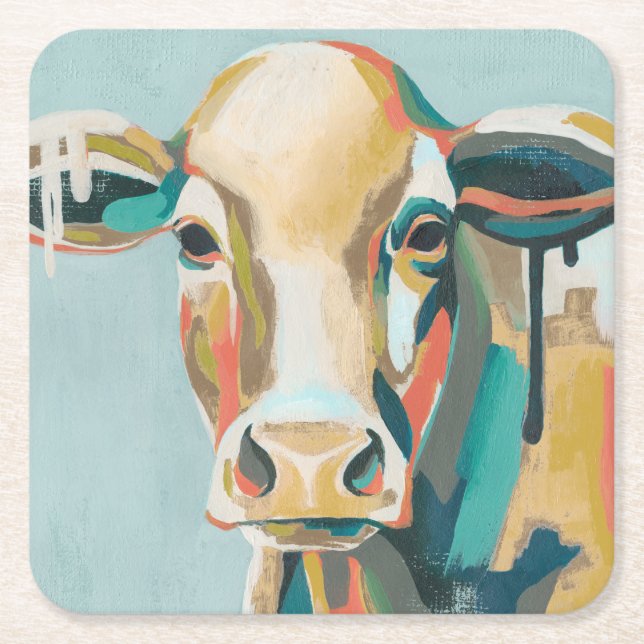 Dessous-de-verre Carré En Papier Vache colorée (Devant)