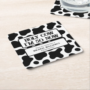 Dessous-de-verre Carré En Papier Vache sacrée Funny Black White 50e anniversaire