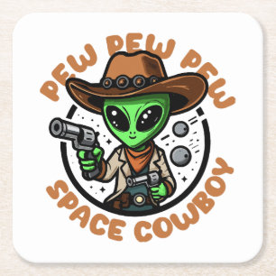 Dessous-de-verre Carré En Papier Vacher spatial drôle alien