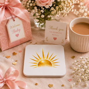 Dessous-de-verre Carré En Papier Vaisselle de fête pour un lever de soleil doré cha