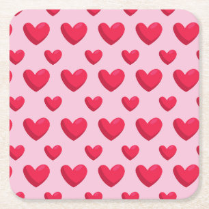 Dessous-de-verre Carré En Papier Valentine Arrière - plan Avec Amour Du Coeur