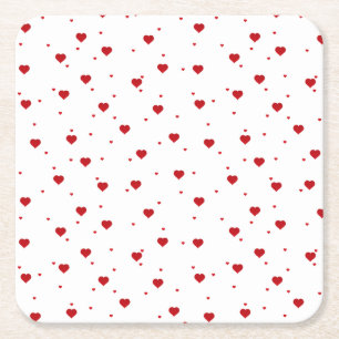 Dessous-de-verre Carré En Papier Valentines Red Hearts Motif