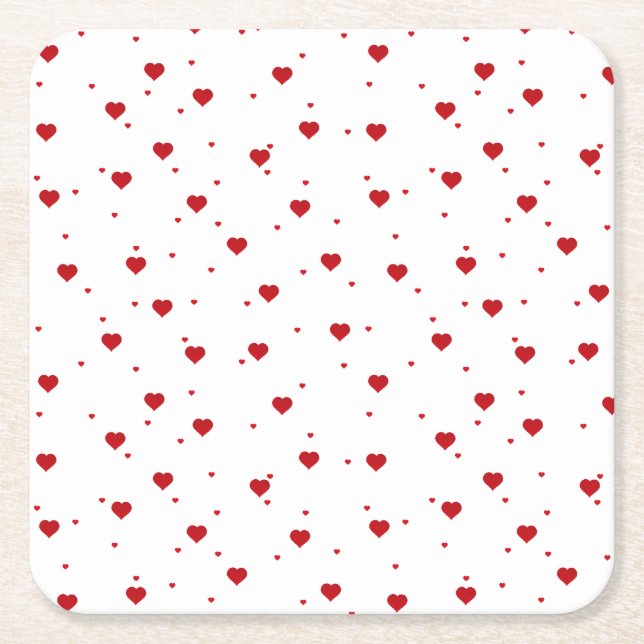 Dessous-de-verre Carré En Papier Valentines Red Hearts Motif (Devant)