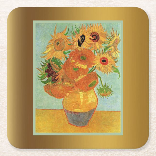 Dessous-de-verre Carré En Papier Van Gogh - Douze tournesols (Devant)
