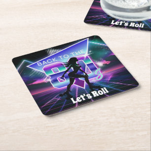 Dessous-de-verre Carré En Papier Vaporwave Roller Skate fête d'anniversaire