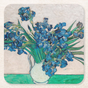 Dessous-de-verre Carré En Papier Vase avec Irises, Van Gogh