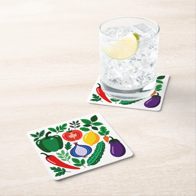 Dessous-de-verre Carré En Papier Vegetable pattern (En situation)