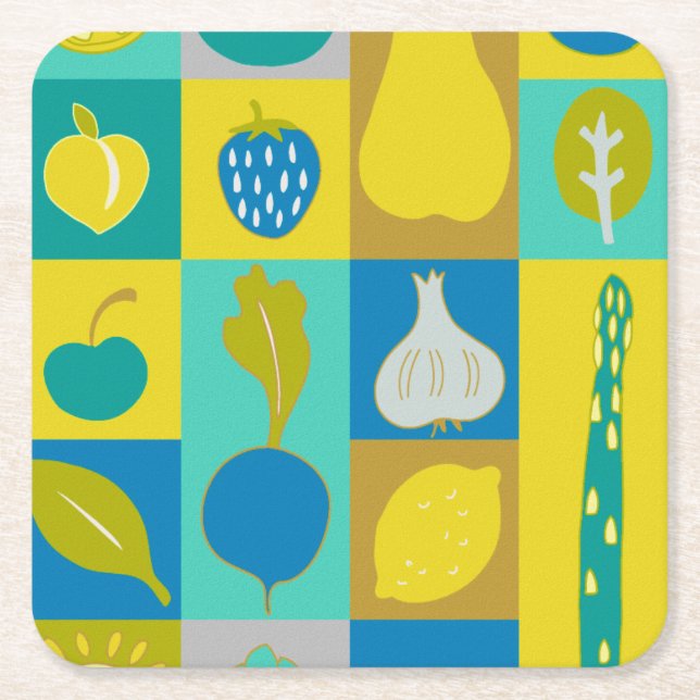 Dessous-de-verre Carré En Papier Veggie Blocks I (Devant)