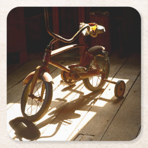 Dessous-de-verre Carré En Papier Vélo d'enfant à l'ancienne minoterie